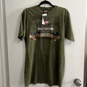 Harley Davidson Olive Green T-Shirt‎ Size Large Unisex